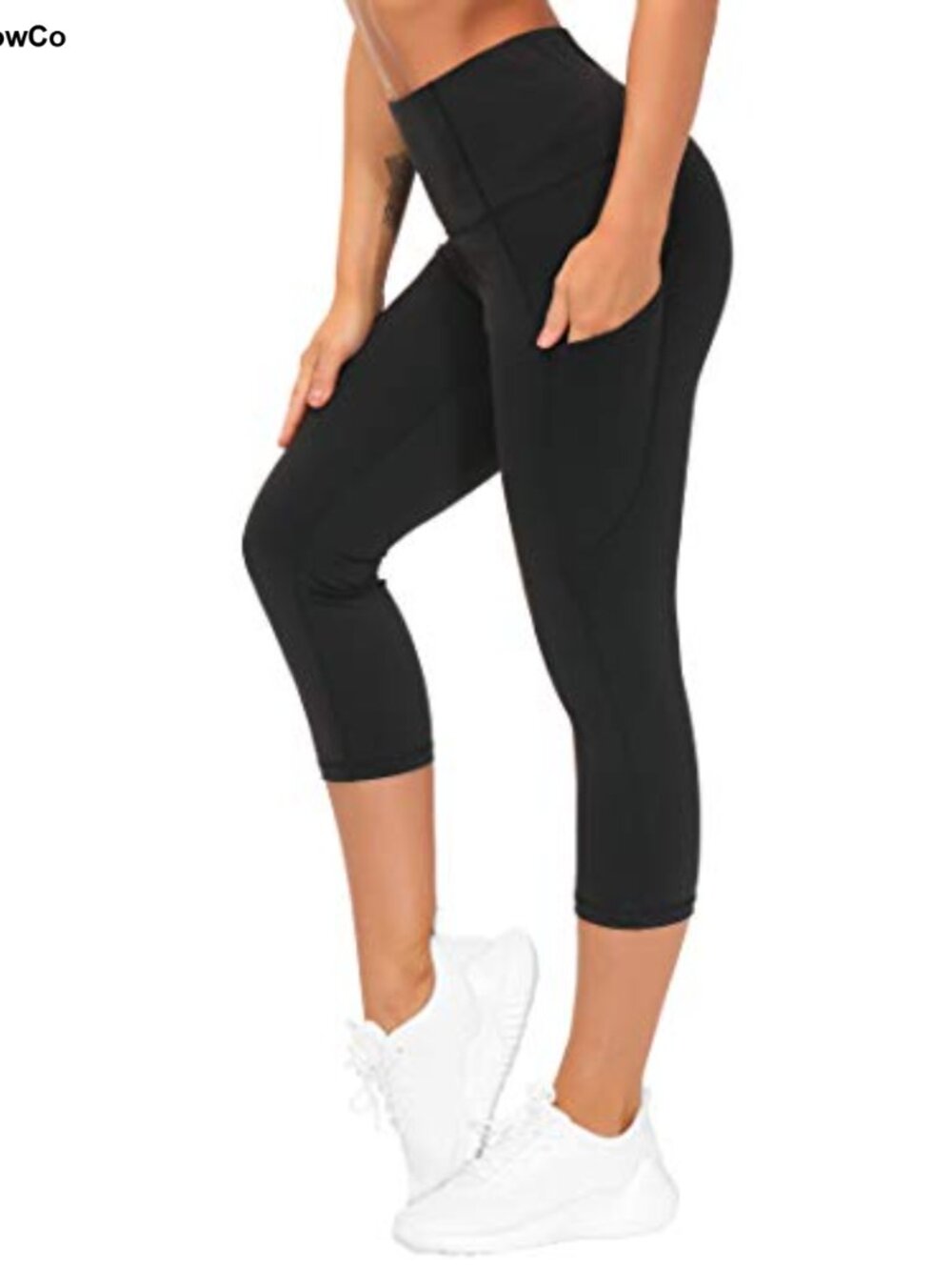 High Waist Capri Yoga Pants with Pockets - Nylon Spandex